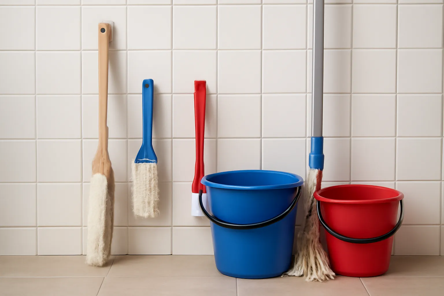 Bảng lịch vệ sinh có ô tích dán trên tường bếp